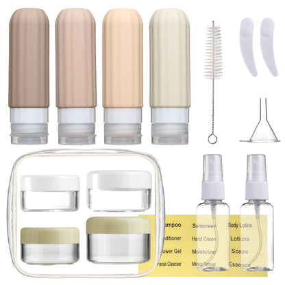 16 Pack Travel Bottles Set for Toiletries, Leakproof Travel Containers for Toiletries TSA Approved Silicone Travel Accessories Squeezable Refillable 3oz for Shampoo Conditioner Lotion