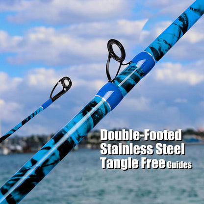 Fiblink 2-Piece Boat Conventional Fishing Rod Portable Spinning/Casting Rod Carbon Fishing Pole
