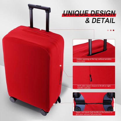 Travel Luggage Cover - Scratch-Resistant Fit 19-31 Inch, Red, 3XL (32-33inch)