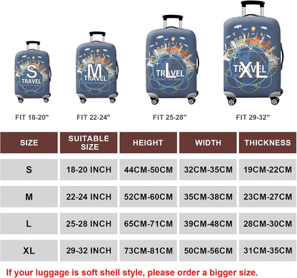 WUJIAONIAO Travel Luggage Cover Baggage Suitcase Cover Protector Skins 18-32 Inch (A9 TRAVEL, M (for 22-24 inch luggage))