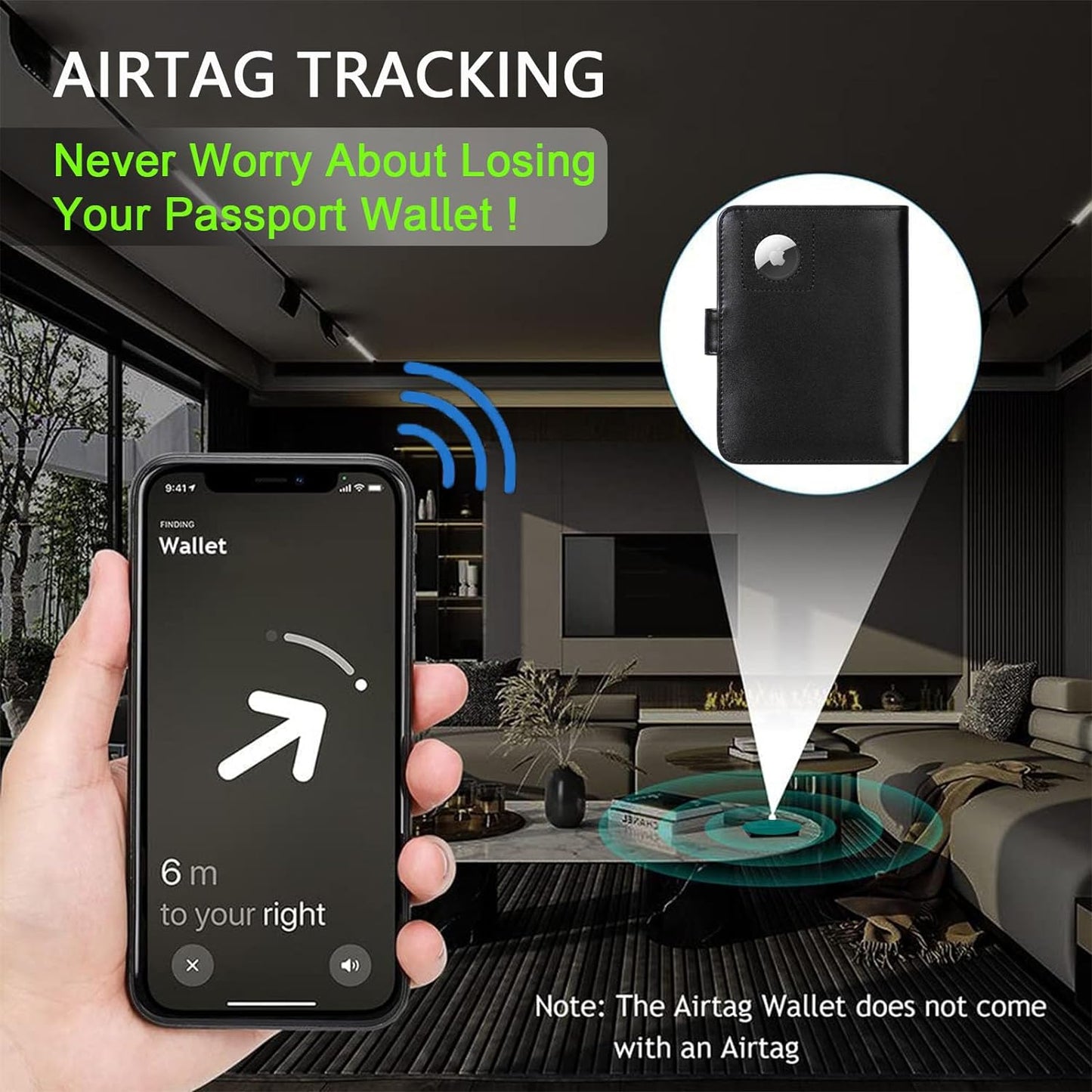 Airtag Passport Holder Cover Wallet RFID Blocking Leather Case Travel Essentials Luggage Accessories Travel Must Have(118#Black)
