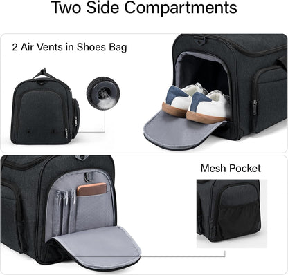 Hanke Carry on Garment Bags for Travel,Convertible Duffle Bag Luggage Bag Weekend Bag with Shoe Compartment,2 in 1 Hanging Suitcase Suit Bag for Men Women,Black