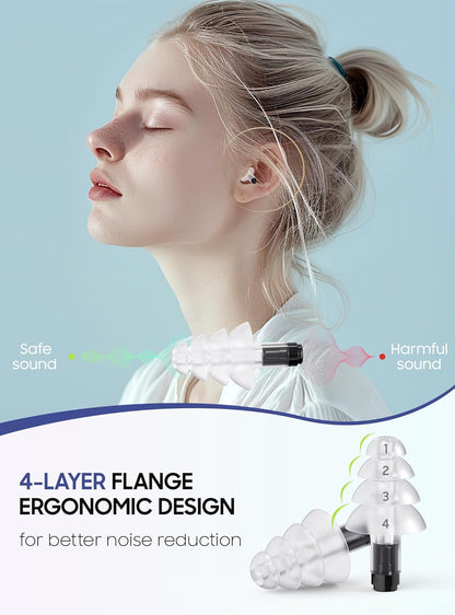 Ear Plugs for Airplane Pressure Relief, Kids 6+, Adults/Small Canal Reusable Airplane Earplugs 26dB, with Silicone Connector Cord, Travel Essentials for Flying, Ear Protection Earplugs