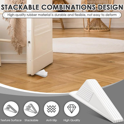 Frienda 12 Pcs Jumbo Door Stoppers Heavy Duty Door Stopper Tall up to 2inch Tall Wedge TPR Large Wedge Stackable Big Rubber Doorstop for Hotel Carpet Hardwood Concrete and Tile (White)