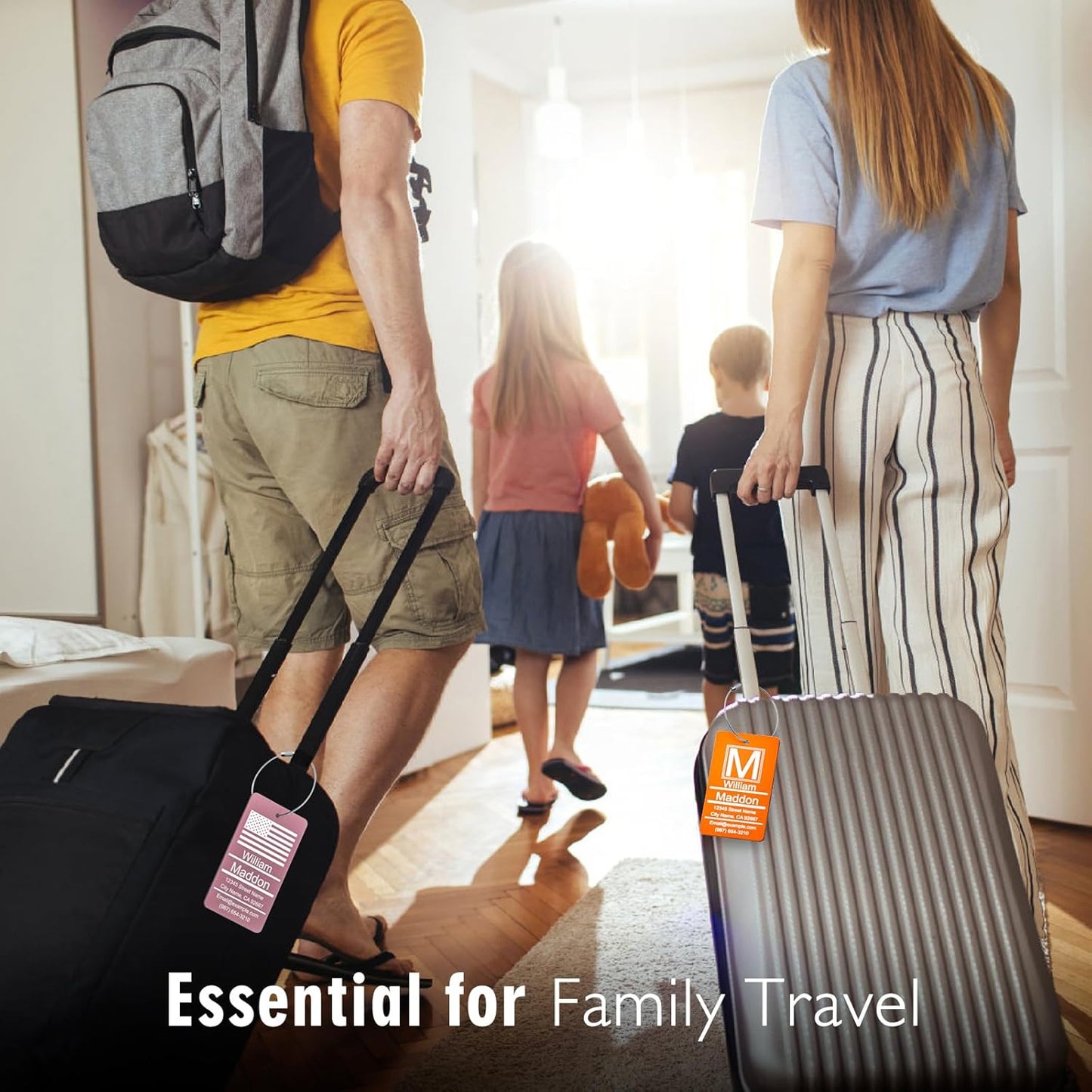 Luggage Tags for Suitcase - Personalized Engraved Metal Tag for Cruise Travel - Blue Custom Name Tags Suitable for Bags and Backpacks