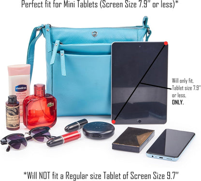 Small Soft Genuine Leather Crossbody Purse Women’s Sling Crossover Shoulder Travel Handbag with Triple Zipper