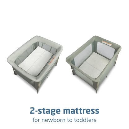 Maxi-Cosi Swift Baby Playard with Mat, Baby Playpen, Play Yard with Bassinet - Portable Playpen for Babies and Toddlers, Classic Green