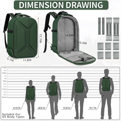 TORIBIO Camera Backpack, Hardshell DSLR Photography Camera Bag, Waterproof Hard Shell Camera Case with Tripod Holder & 15.6" Laptop Compartment Compatible with Canon/Nikon/Sony/DJI Mavic Drone
