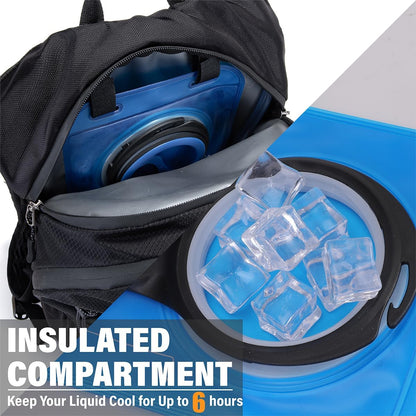 Insulated Hydration Backpack Pack with 2L Water Bladder Lightweight 22L Hiking Backpack Bag for Women Men Daypack for Hiking Running Festival Camping Biking