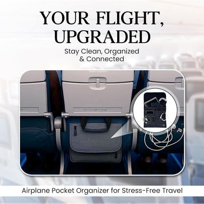 SO~MINE Airplane Pocket Organizer | Tray Table Cover | In Flight Seat Back Organizer Bag | Commuter Essential Travel Bag | Media Pouch For Flying | Travel Gift | Attaches To Luggage