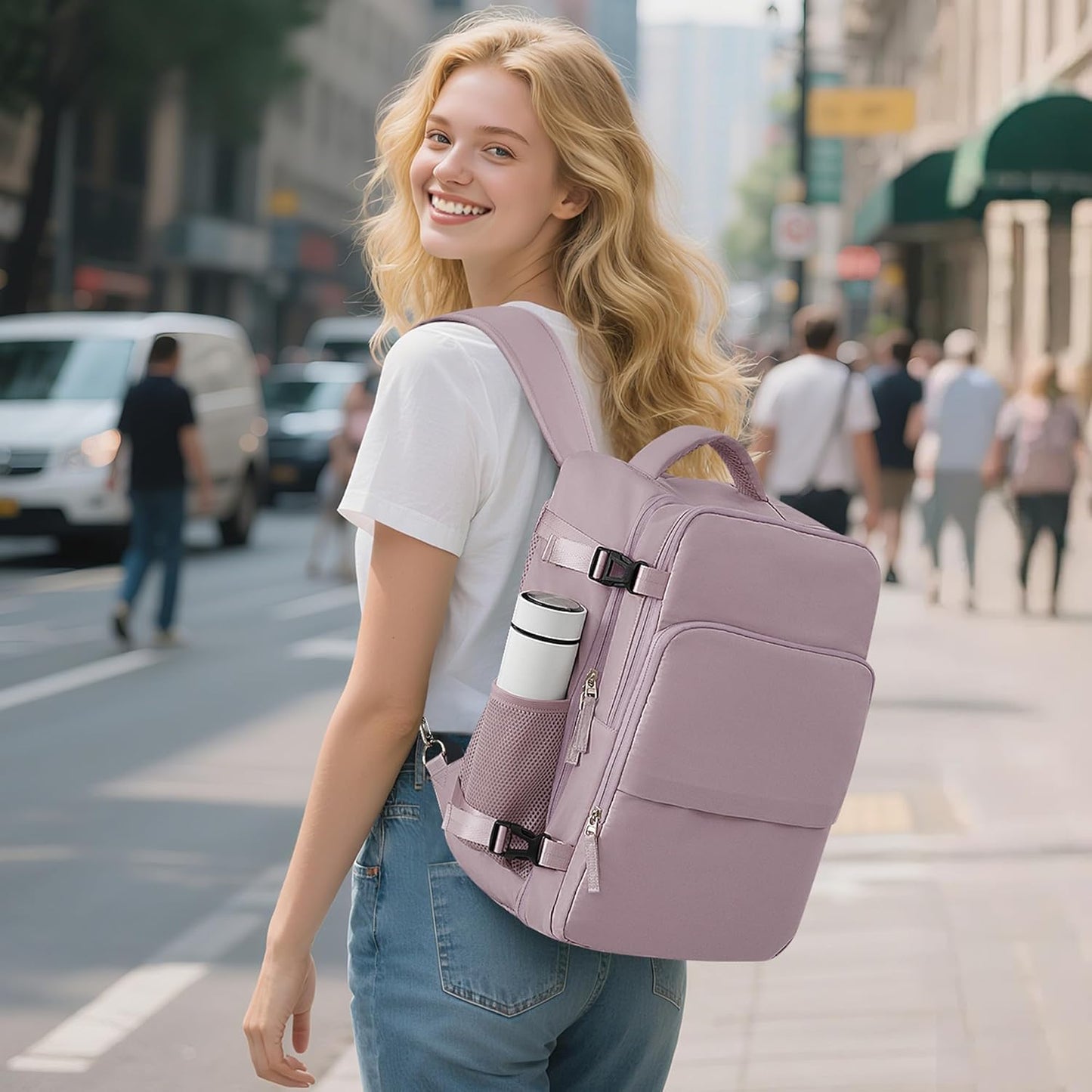 Travel laptop Backpack for Women, Personal Item Size Flight Approved, 16 Inch Laptop Bag with Multi-Pockets, College Computer Bag, Waterproof Carry On Backpack Casual Daypack Backpack