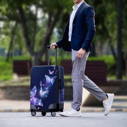 Travel Luggage Cover Anti-scratch Baggage Suitcase Protector Fits 26-29 Inch Luggage, Purple Crystal Butterfly