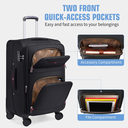 Softside Expandable Luggage with 4 Spinner Wheels, Durable Checked-Luggage Suicase (Gray, 29-Inch)