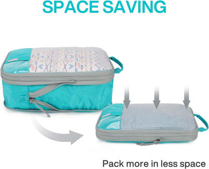 BAGSMART 6 Set Compression Packing Cubes - Lightweight Travel Essentials, Durable Luggage Organizer