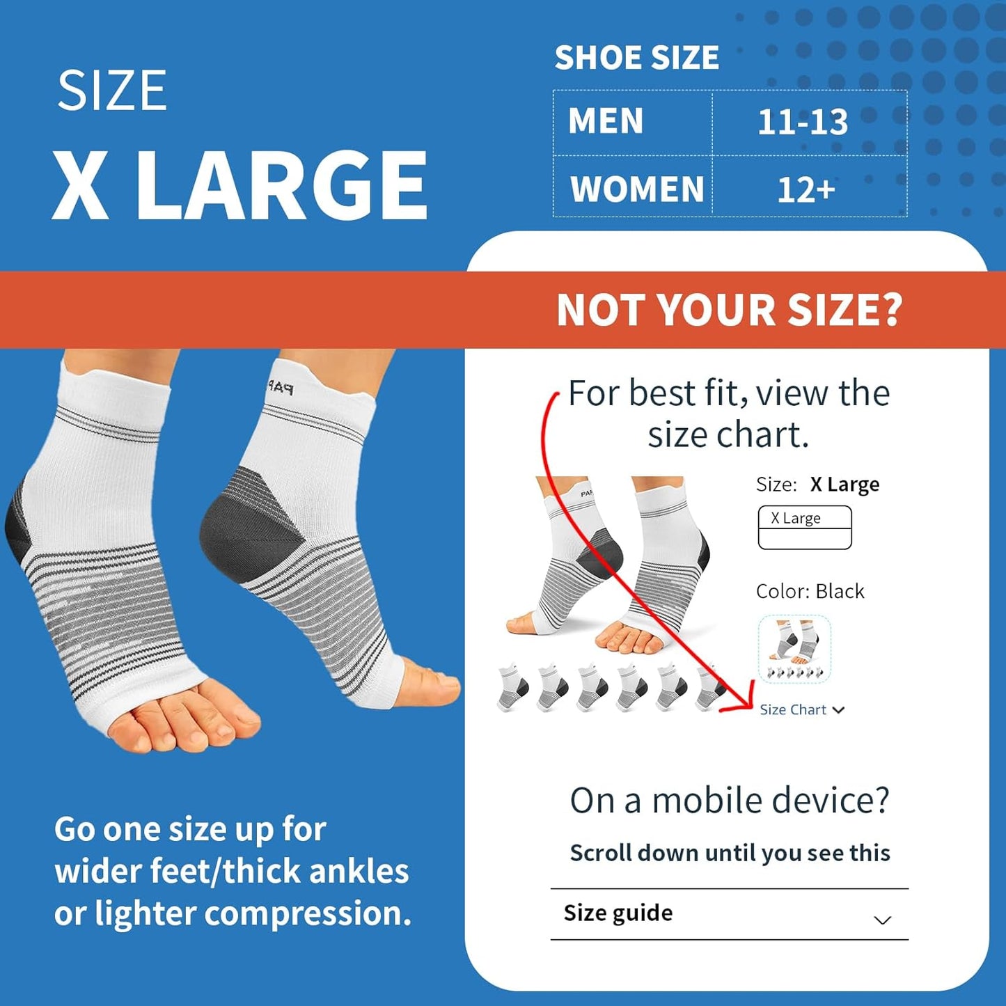 PAPLUS Ankle Brace Compression Socks (6 Pairs) for Men and Women. Plantar Fasciitis Socks with Foot Arch Support for Pain Relief