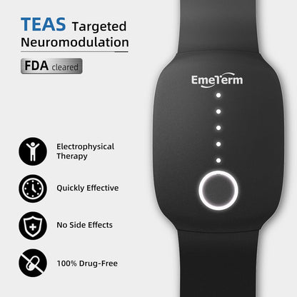 EmeTerm Fashion FDA-Cleared Relieve Nausea Electrode Stimulator Morning Sickness Motion Travel Sickness Vomit Relief Rechargeable No Gel Drug Free Wristbands Without Side Effects (2 Pack)