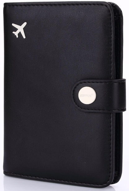 ZOPPEN Passport Holder Women Men, Passport Cover Travel Wallet Rfid Blocking Passport Wallet Cover Case Travel Essentials Document Organizer, Black