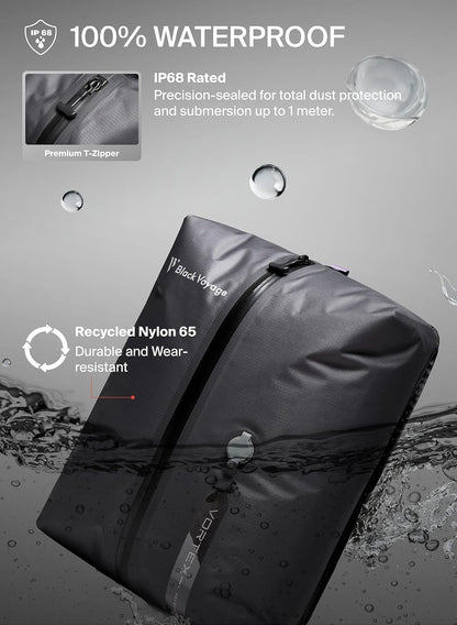 Black Voyage Reusable Vacuum Compression Travel Bag for Carry-On Suitcase and Backpack, Recycled IP67 Waterproof Space Saver Vacpack (3-Pack, 18L - Pump Included)