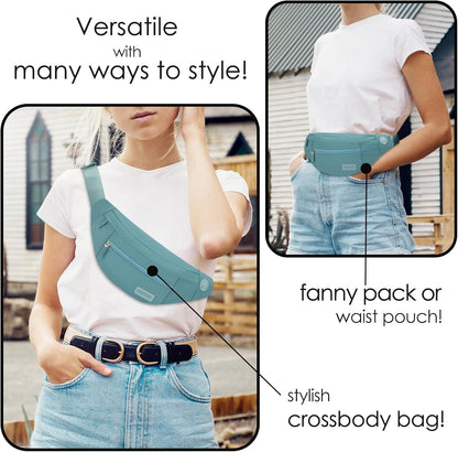 MAXTOP Large Crossbody Fanny Pack with 4-Zipper Pockets,Gifts for Enjoy Sports Festival Workout Traveling Running Casual Hands-Free Wallets Waist Pack Phone Bag Carrying All Phones