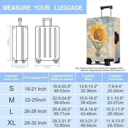 Sunflower Luggage Cover Washable Suitcase Protector Anti-Scratch,Stretchable Fit for 20-34Inch Luggage Durable Travel Bag Cover with Zipper Closure (M(24-26inch suitcase))