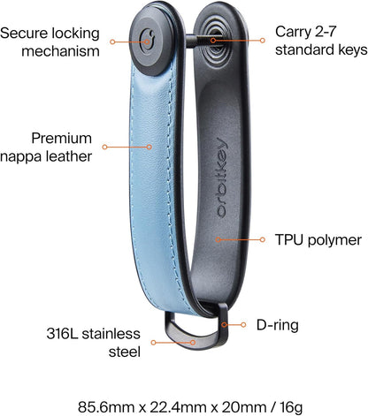 Orbitkey Key Organizer Hybrid Leather | Premium Nappa leather & TPU, Stainless Steel Locking Mechanism, Slim & Quiet Profile