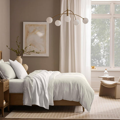 BOLL & BRANCH Dream Bed Blanket - King/Cal King, White - Luxury 100% Organic Cotton - Soft, Lightweight and Breathable - Cloud-Like Touch
