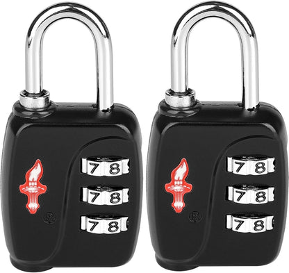TSA Locks 2-Pack - Easy-to-Remind Combo Locks for Kids & Seniors, Zinc Alloy Travel Locks for Luggage, Gym Lockers, School Backpacks, TSA Approved (54g Ultra Lightweight, 2.36in Compact)