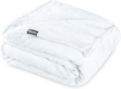 Bare Home Fleece Blanket - Throw Extra Long - Ultra-Soft Lightweight for Bed, Sofa, and Couch - Luxury Microplush - Cozy Warm Blanket (Throw XL, White)