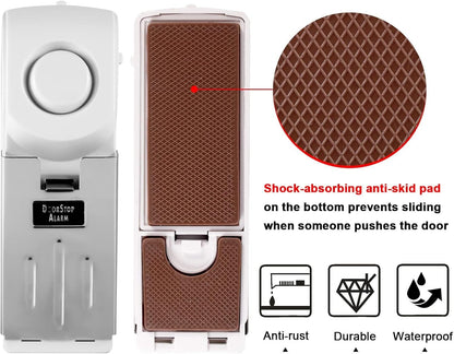 KERUI Upgraded Door Stop Alarm with Portable Door Lock, 120dB Siren Security Door Stopper Wedge Alarms for Travel Hotel Home Apartment, Door Stopper Alarm with 3 Levels Sensitivity (Pack of 4)