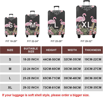 WUJIAONIAO Travel Luggage Cover Baggage Suitcase Cover Protector Skins 18-32 Inch (Flamingo A23, M (for 22-24 inch luggage))
