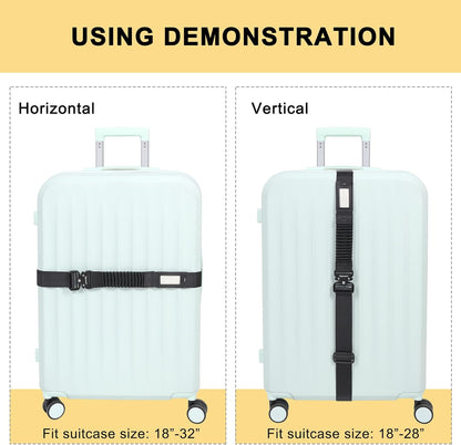 Vigorport Luggage Straps for Suitcases TSA Approved Suitcase Belt, Stretchable Travel Strap for Luggage, Heavy Duty Metal Buckle Luggage Belt Strap (Black, 72" Long/1PK)