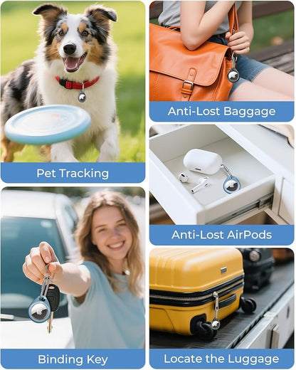 UNBREAKcable AirTag Holder for Apple - 4 Pack Air Tag Case [Professional Carabiner] [Waterproof] [Shockproof] TPU AirTag Keychain for Kids, Pets, Keys, Luggage, Backpacks