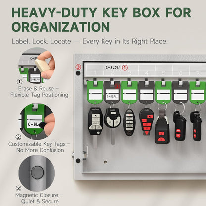 WeHere 16 Key Lock Box Wall Mount, APP Bluetooth/One Time Password Share/Wi-Fi Remote/Fixed Code/Key Unlock, Smart Key Cabinet, Key Organizer Box for Apartment, Hotel, Office, House Key Manage