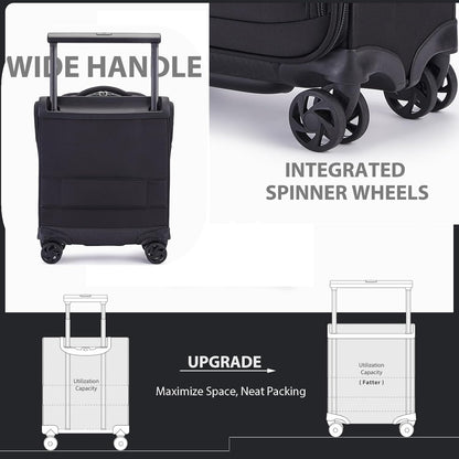Verage Carry On Luggage with Wheels, 15 Inch Underseat Spinner Luggage Pro, Underseat Personal Item Travel Bag for Men and Women, Carry On Bags for Airplanes, Black