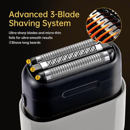 Mini Steel Electric Foil Shavers for Men: Upgraded Mini Electric Razor– Portable Travel Shaver with IPX7 Waterproof, Ultra-Long BatteryLife, and Triple Blade Technology Mini Razor (Storm Gray)