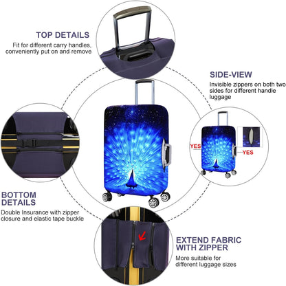 7-Mi Suitcase Cover 3D Print Design Travel Luggage Protector Trolley Case Cover 22"-24" Sleeve, BluePeacock