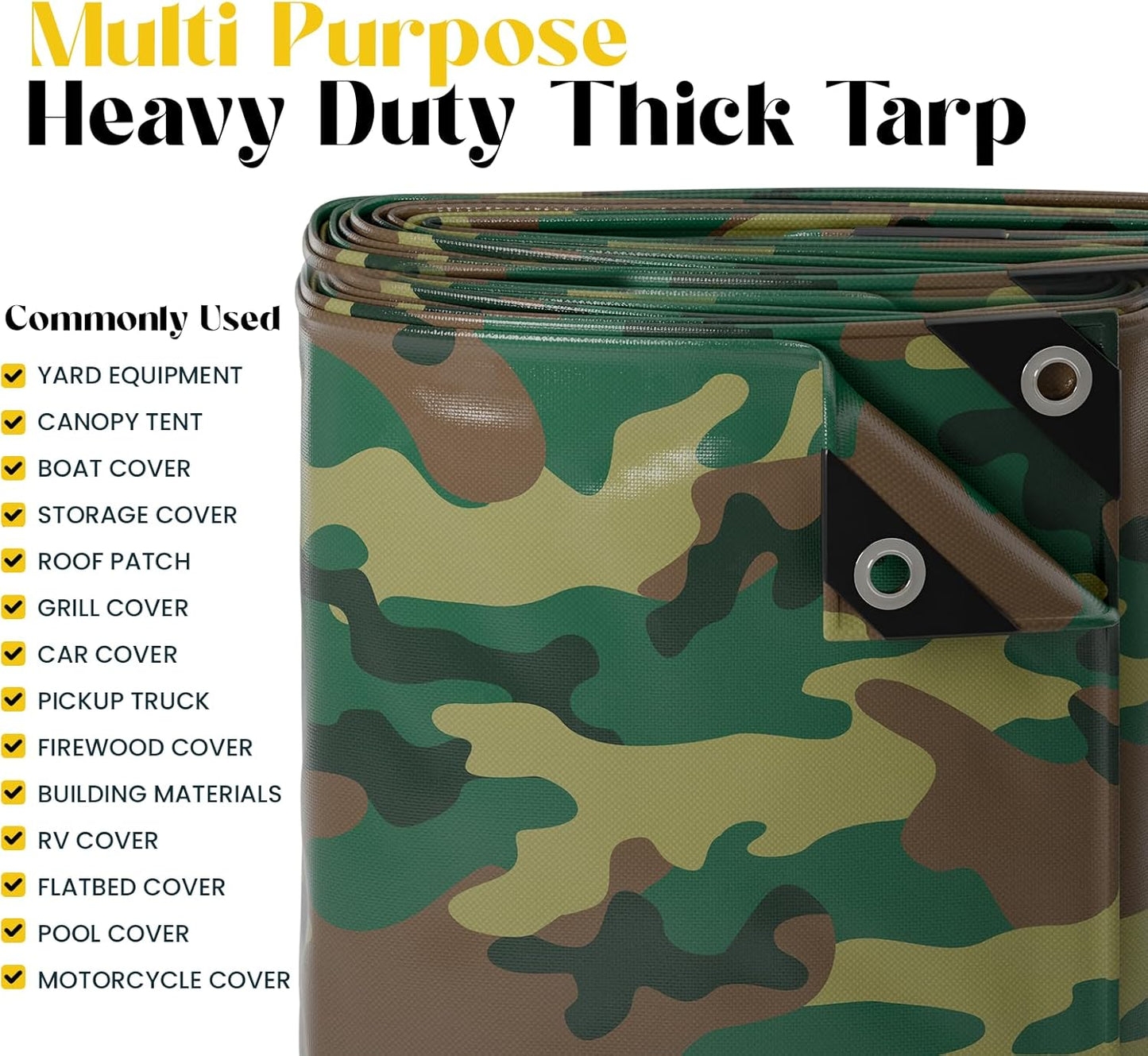 Core Tarps Extreme Heavy Duty 20 Mil Tarp Cover, Waterproof, UV Resistant, Rip and Tear Proof, Poly Tarpaulin with Reinforced Edges for Roof, Camping, Patio, Pool, Boat (Camouflage/Green 30′ X 50′)
