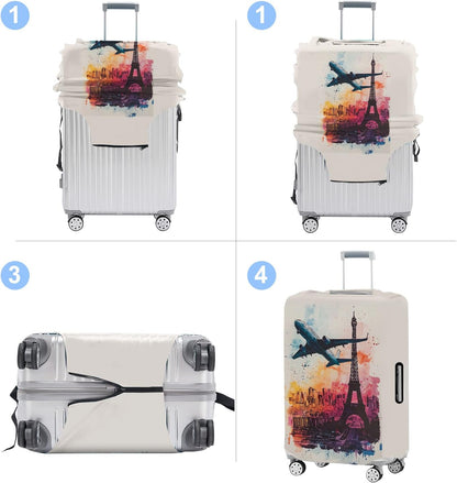 Luggage Cover Washable Suitcase Protector Anti-scratch Suitcase cover Fits 20-34 Inch Luggage (Tower-2, S(20-22inch suitcase))