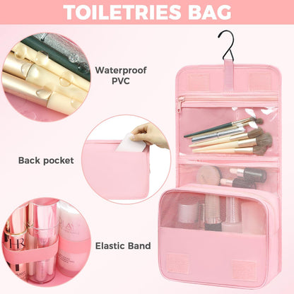 BAGAIL 4/6 Set/8 Set Compression Packing Cubes Travel Accessories Expandable Packing Organizers(HalfMesh, 8-Pink)