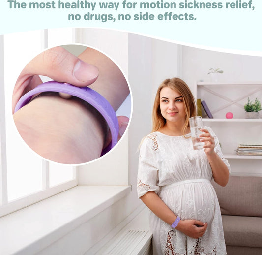 Hion Motion Sickness Bracelets Sea Sickness Wristbands for Motion Sickness/Morning Sickness/Pregnancy Nausea Anti Nausea Wristband Acupressure Nausea Bands Motion Sickness Bands(Beryl+Pink