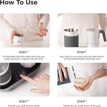 SEVEN&ME Espressor Machine Coffee Maker, with Milk Froth All-in-One Espresso Machine Combination, Latte Cappuccino Macchiato Espresso Electric Moka Pot, One Click Smart Operation（8.66"）