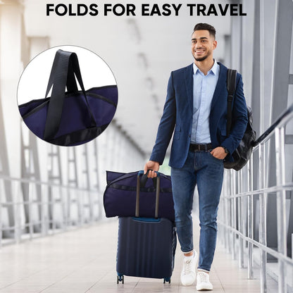 BALEINE 2PK Heavy Duty Garment Bag with Shoe Storage Travel Bag for Dresses, Suit, Coats Travel Essential (60", Blue)