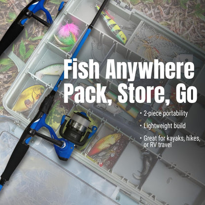 Reaction Tackle Fishing Rod and Reel Combo – 2-Piece IM6 Carbon Rods with Smooth Casting Reels – Spinning & Baitcasting Options