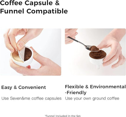 SEVEN&ME Espressor Machine Coffee Maker, with Milk Froth All-in-One Espresso Machine Combination, Latte Cappuccino Macchiato Espresso Electric Moka Pot, One Click Smart Operation（8.66"）