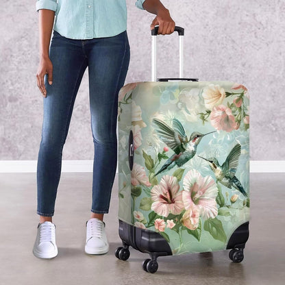 Hummingbird Luggage Cover for Women Travel Luggage Covers for Suitcase Elastic Spandex Suitcase Covers Protector with Zipper Flower Suitcase Covers for Luggage Fit 30-32 Inch