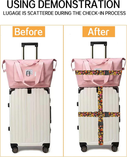 Luggage Straps for Suitcases, Adjustable Travel Belt, Durable Wide Luggage Strap, Cute Suitcase Strap Identifiers with Buckle, Bag Straps for Luggage, Luxury Brown Plaid