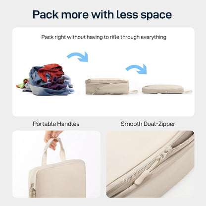 EPICKA 4 Set Ultra-Lightweight Compression Packing Cubes - Water Resistant Durable Travel Organizers Bags, Expandable Travel Accessories for Carry on, Luggage, Suitcase Backpack (Beige)