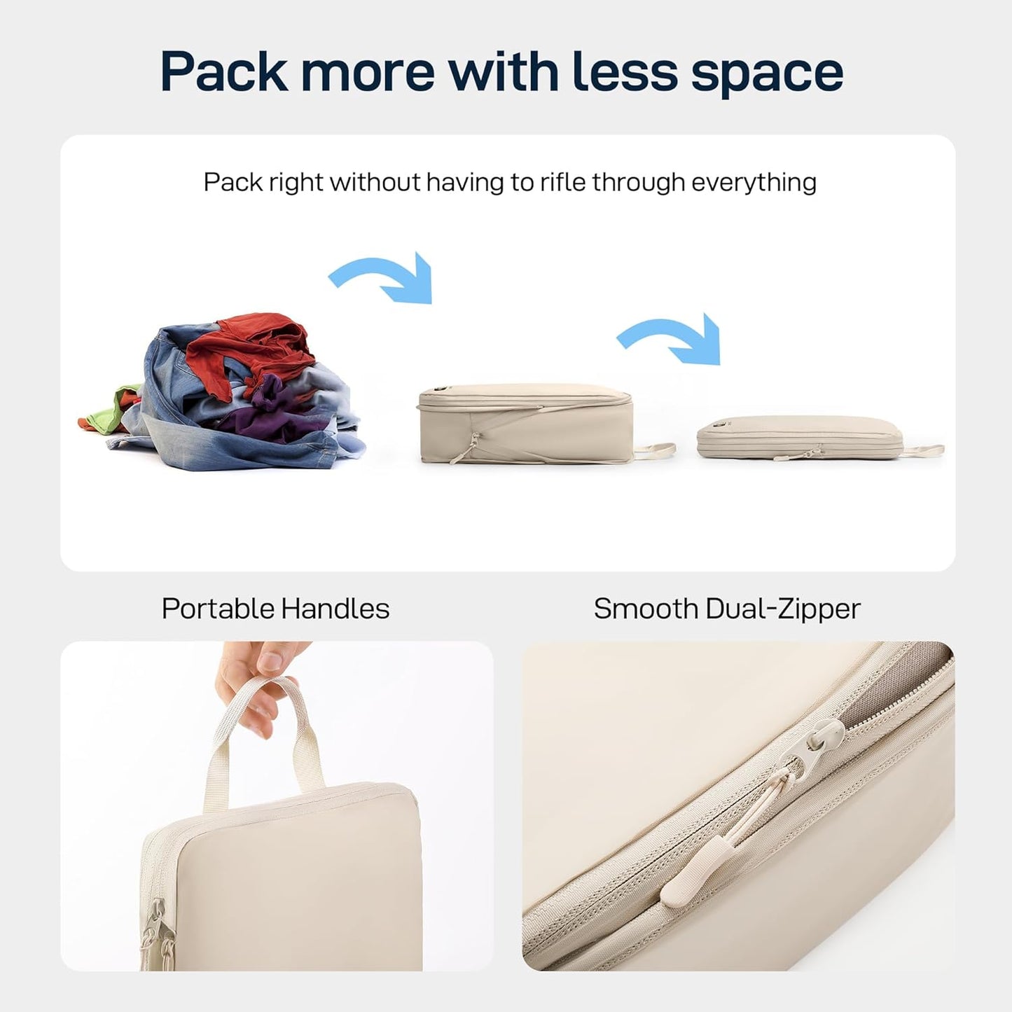 EPICKA 5 Set Ultra-Lightweight Compression Packing Cubes - Water Resistant Durable Travel Organizers Bags, Expandable Travel Accessories for Carry on, Luggage, Suitcase, Backpack