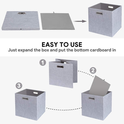 11 Inch Cube Storage Bins for Organization, Fabric Storage Cubes Closet Storage Bins for Cube Organizer, Thick and Heavy Duty Storage Baskets for Shelves, 4pcs, Sliver Grey