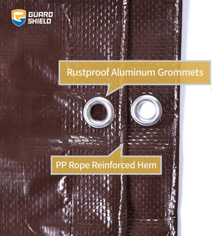 GUARD SHIELD Brown Tarp 10x10 Feet Waterproof Tarps Lightweight Camping Tarp Outdoor Multi Purpose Poly Cover 6mil